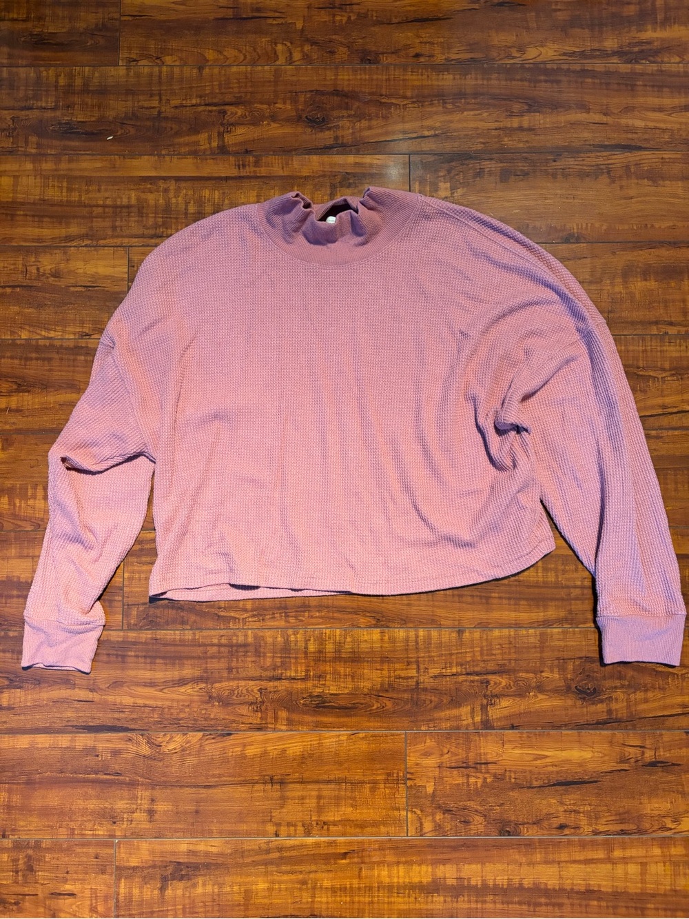 Abercrombie & Fitch Mauve Cropped Mock Neck Waffle Pullover | Size M